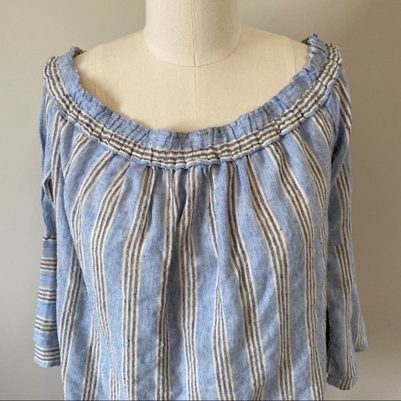 Lucky Brand Off Shoulder Bell Sleeve Striped Top - Picture 4 of 10